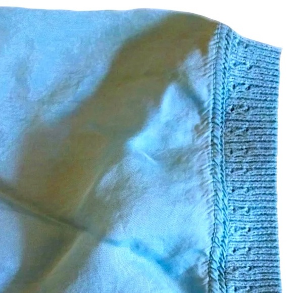 $139 Johnny Was Vintage Top X Large Knit Trim on Neck +Sleeves Blue Cerulean NWT - Picture 7 of 13